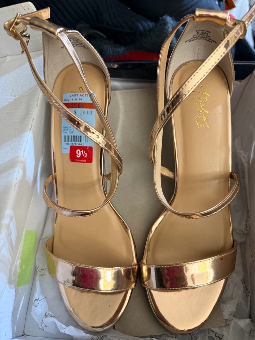 Thalia Sodi Rose Gold Strappy High Heel Sandals